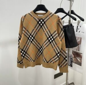 burberry khaki check crew neck pullover sweater